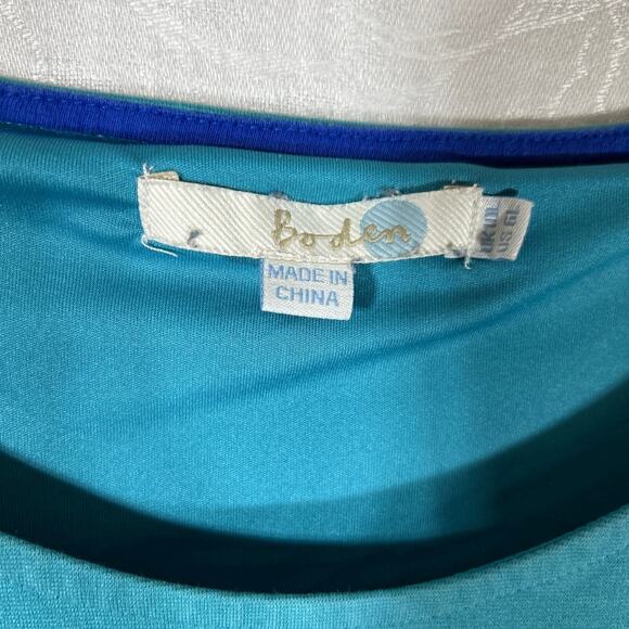 Boden Dress 6 LONG Blue Jersey Heavyweight Fit and Flare Half Sleeve Side Zip - Picture 6 of 13